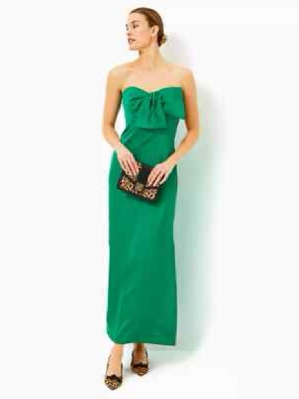 Lilly Pulitzer Strapless Emerald Green Bow-Front Maxi Dress (Carlynn Dress)
